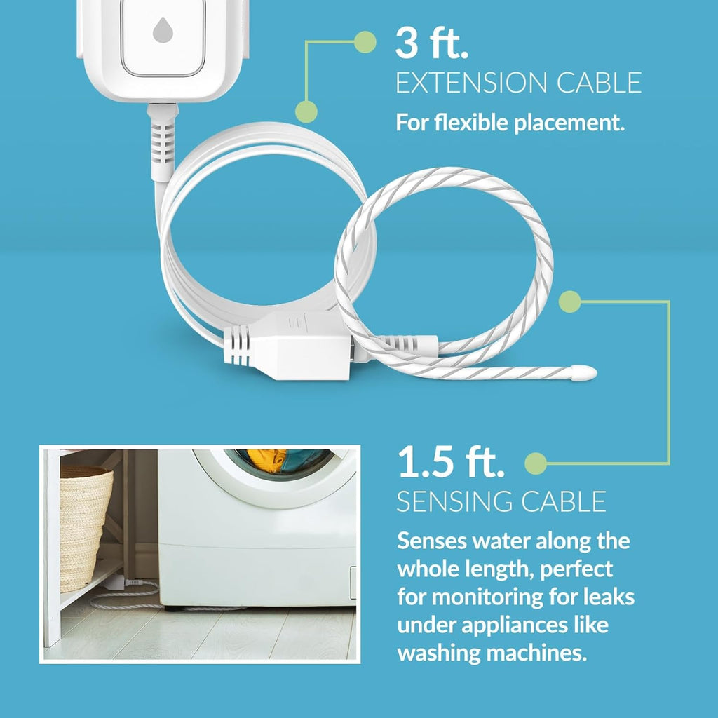 Next-Gen WiFi Water Leak Detector Starter Kit with 2 sensors—Loud 100 dB Sound Alarm—App Alert—LED Strobe Light—No
