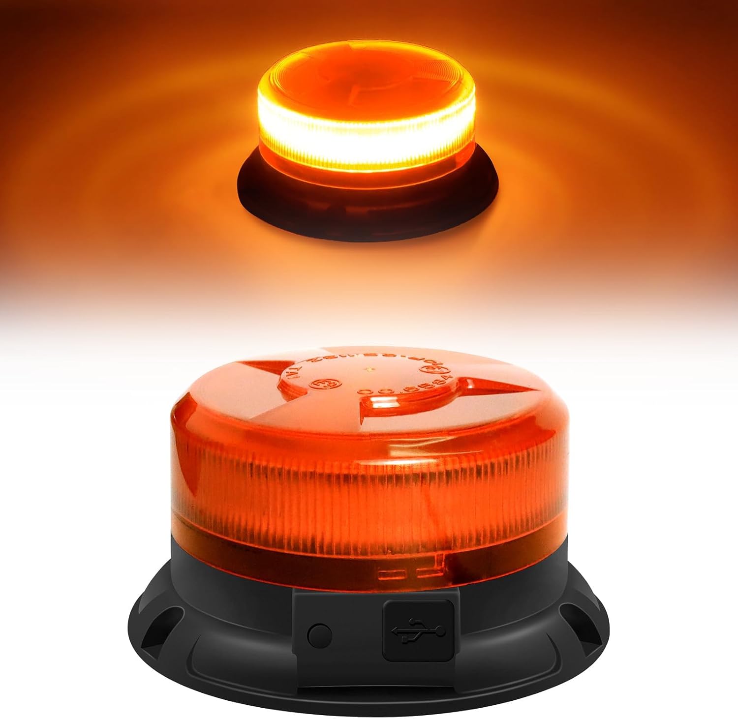 Amber Magnetic Strobe Beacon Light for Trucks & Golf Carts, Rechargeable | Emergency Amber Beacon, Cordless, IP68