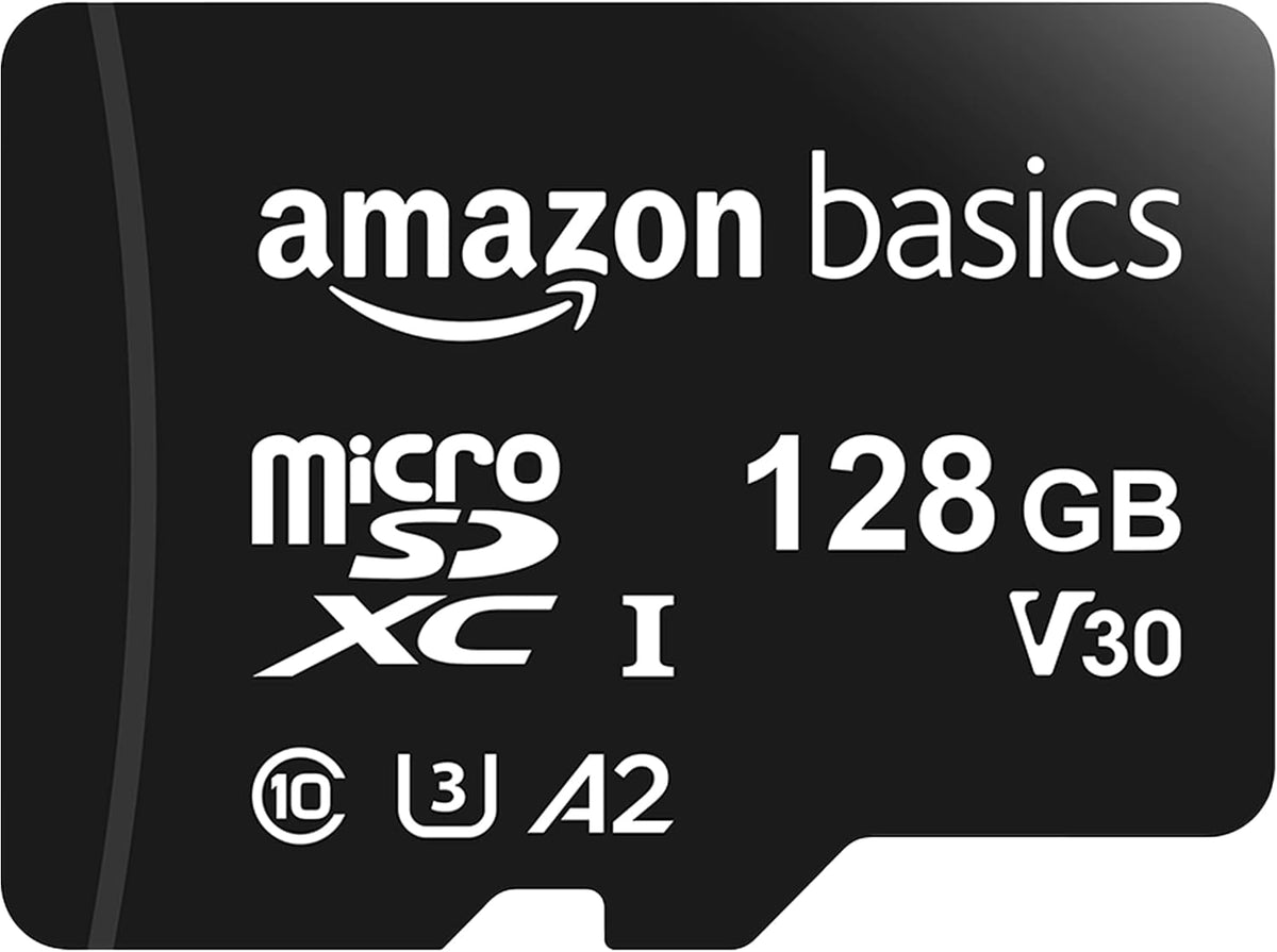 microSDXC Memory Card with Full Size Adapter, A2, U3, Read Speed up to 100 MB/s, 128GB, Black