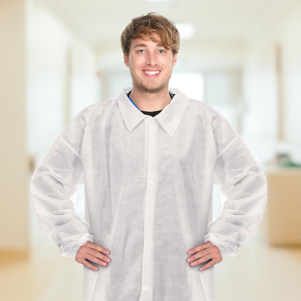 50 Pack Disposable Lab Coats for Adults
