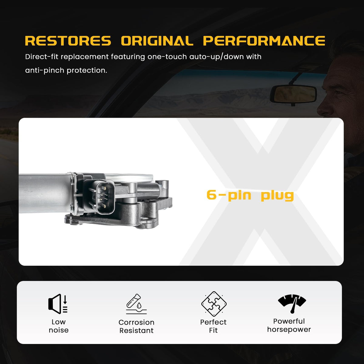 XIONTEC Power Window Regulator with 6-pin Motor Compatible with Honda