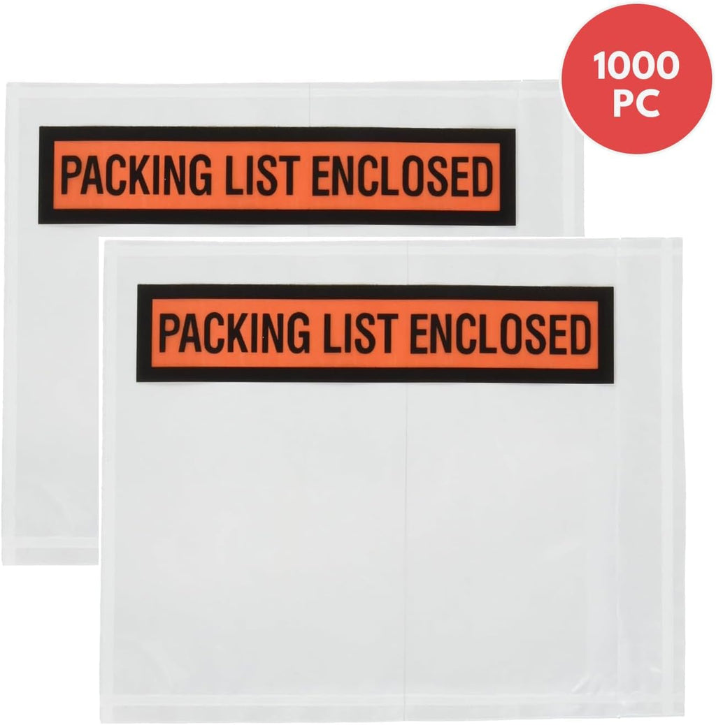 Packing List Envelopes 4.5"x5.5" Pouches Invoice Enclosed Adhesive Bags Pack of 1000, clear PL_1000PK