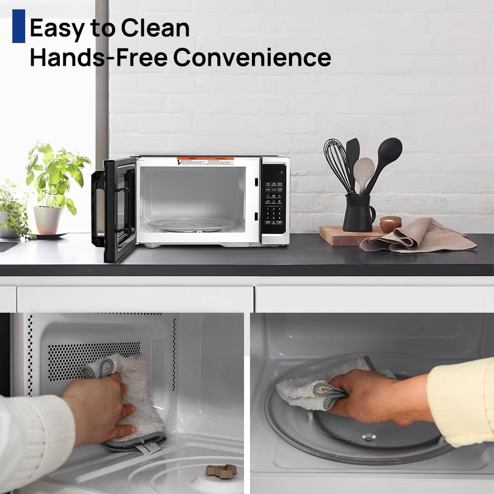 Microwave Oven Countertop 900W, 0.9 Cu.Ft Ovens with Removable Turntable and Child Lock, Small Mini Microwave Compact