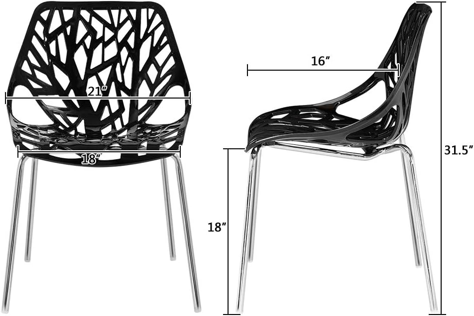 Modern Stackable Dining Chair 6 Pack, Stacking Outdoor Chairs, Black