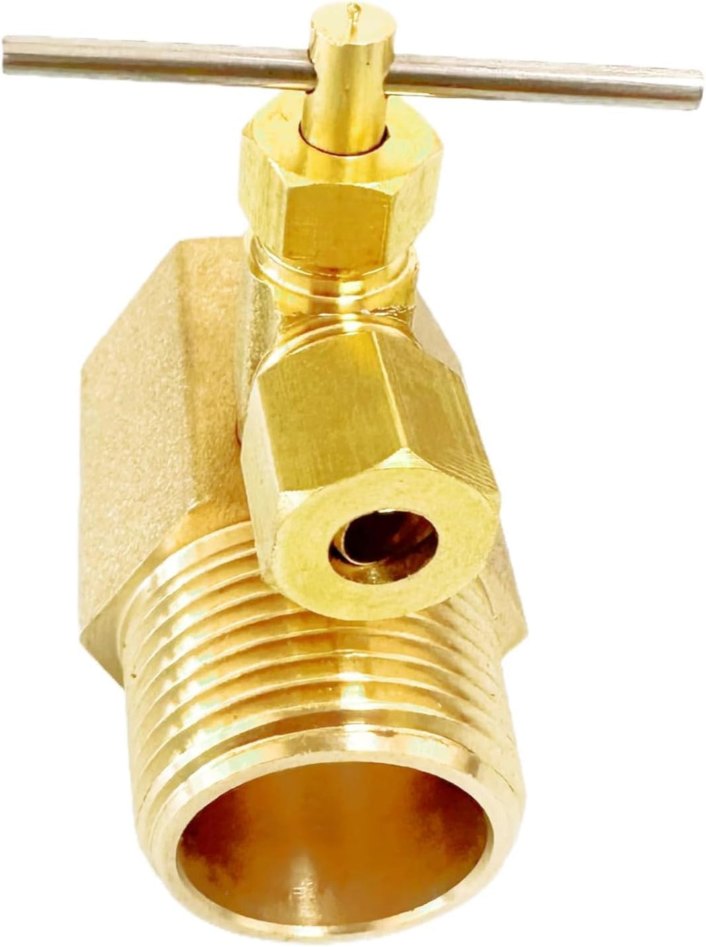 Brass Ice Maker Valve Adapter, 3/4" MIP x FIP with 1/4" Needle