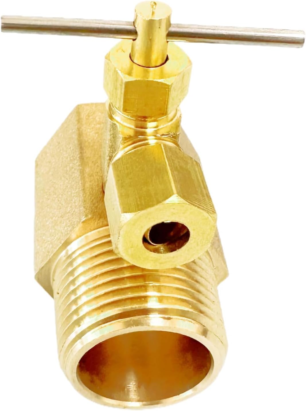 Brass Ice Maker Valve Adapter, 3/4" MIP x FIP with 1/4" Needle