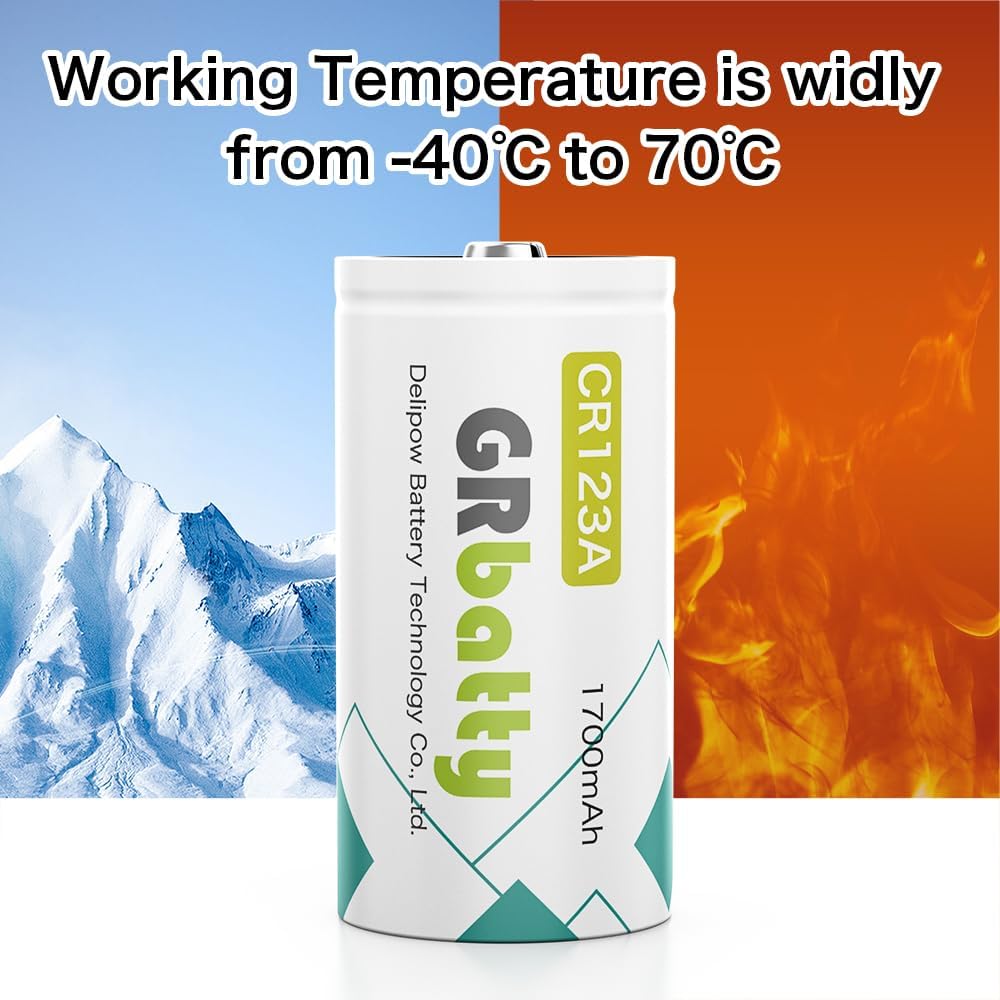 10 x CR123A 3V Lithium Battery, 1700mAh, High Capacity, 8-Year | Non-rechargeable