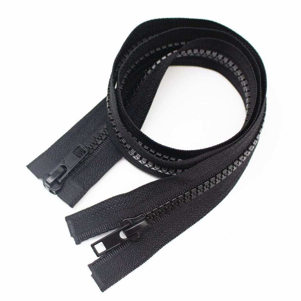 2PCS #5 32 Inch Two Way Separating Jacket Zippers for Sewing Black