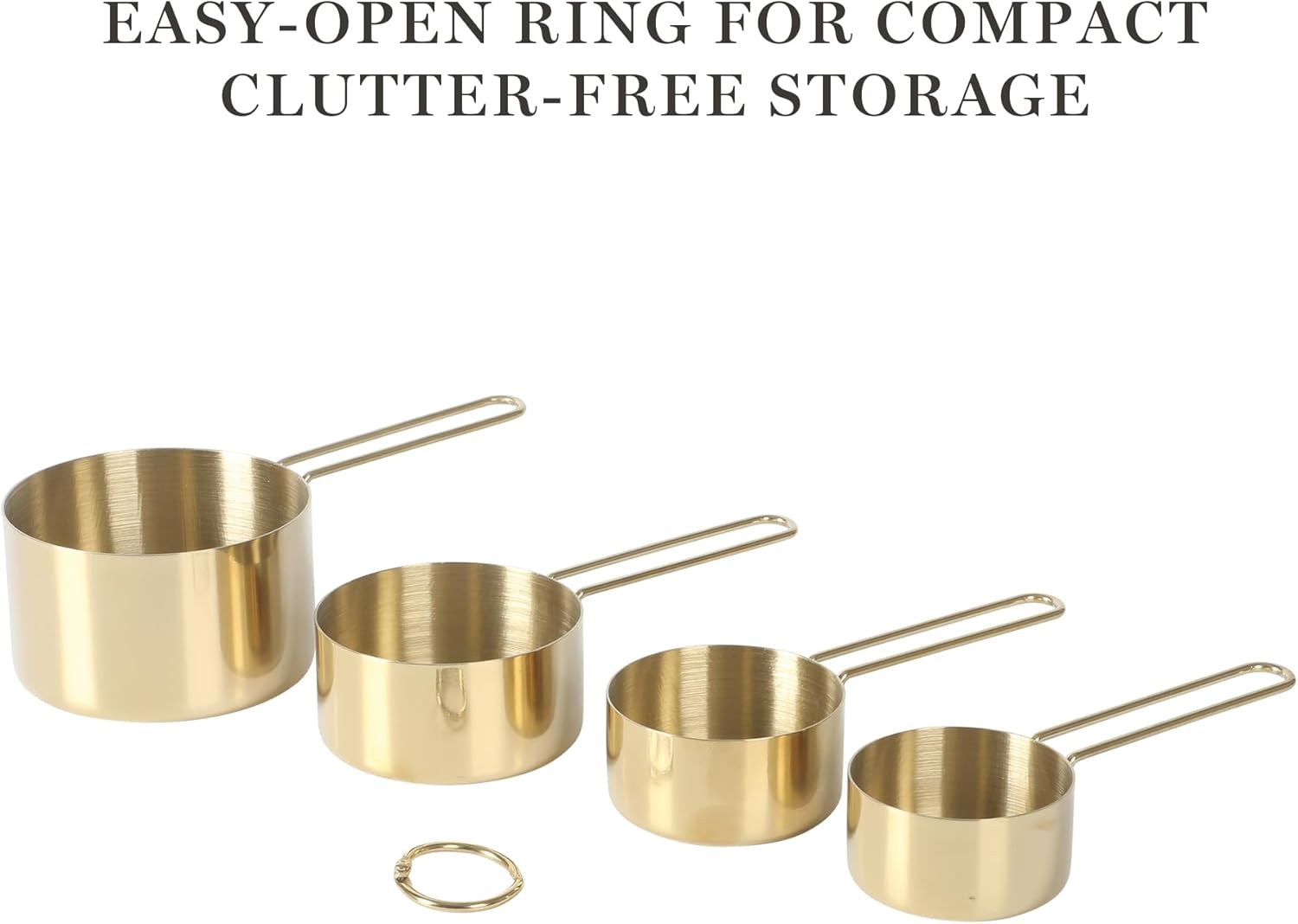 Richburn 4-Piece Gold Stainless Steel Measuring Cup Set – Durable and Stylish Kitchen Measuring Tools for Baking and