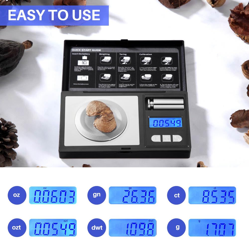 Digital Milligram Scale, 50g/0.001g Powder Scale with Cal Weight