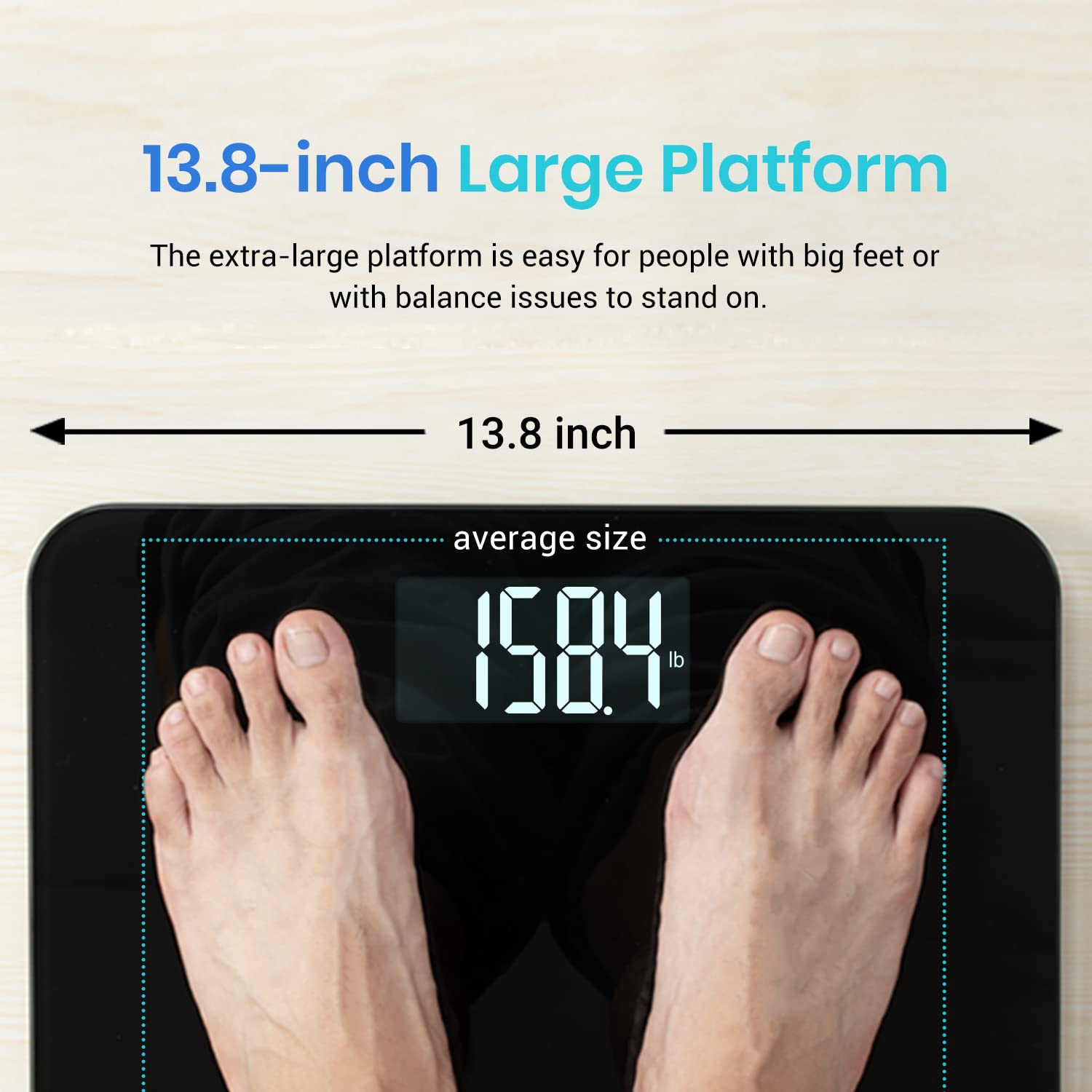 Digital Body Weight Bathroom Scale, 440 lb Extra Wide Platform | Accurate and Safe Weighing, Large Easy-to-Read