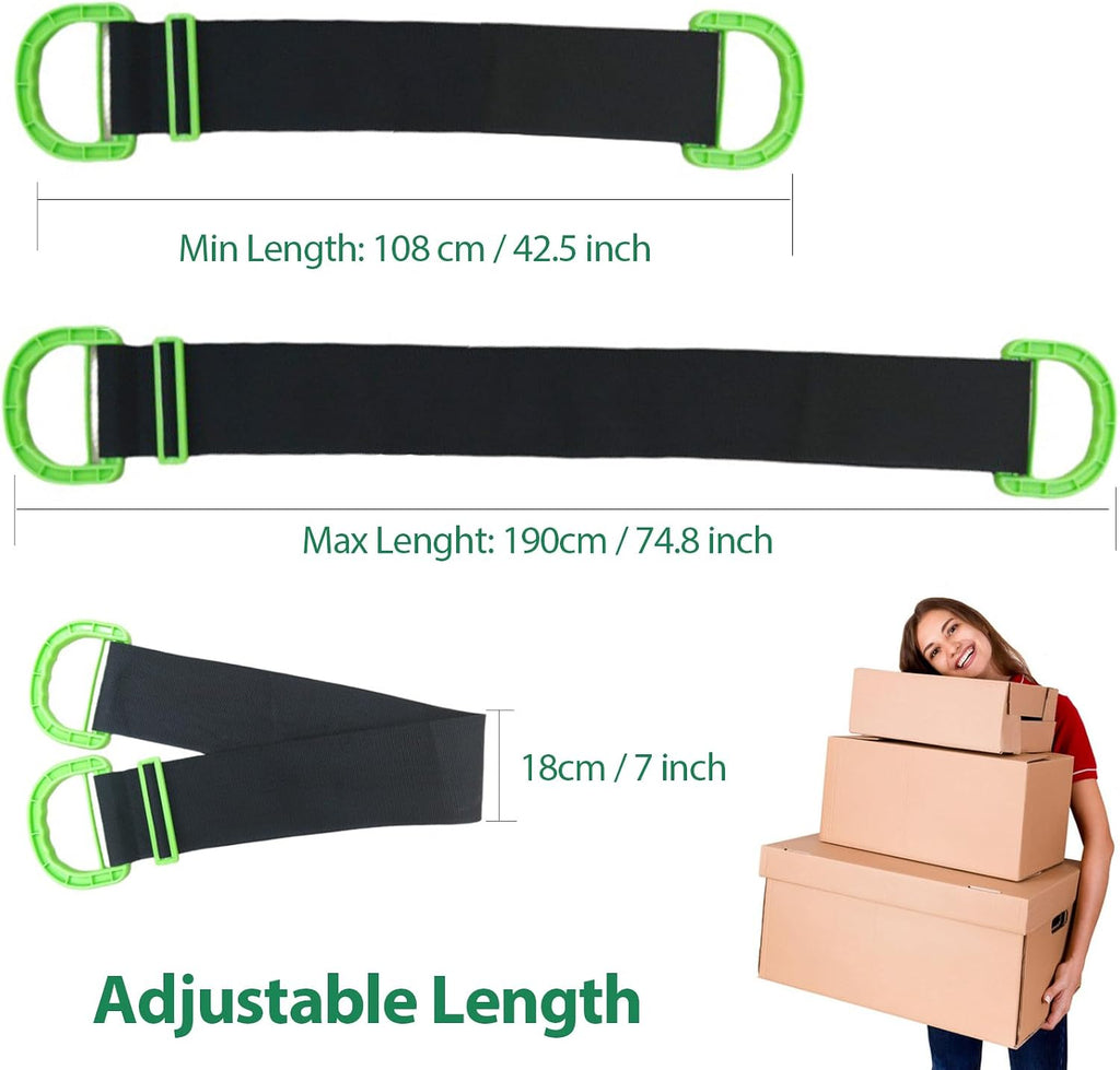 Adjustable Moving Straps, 2Pack 1-Person Handle Moving Lifting Straps for Moving Refrigerator,Furniture, Boxes