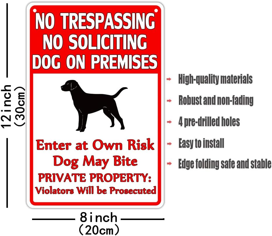Beware Of Dog Sign No Trespassing Dogs Yard Sign Warning Signs For Fence Private Property Metal Tin Sign No