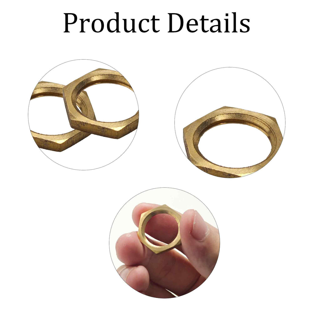 Virello 6Pcs 3/8" NPT Brass Pipe Fitting Hex Lock Nut
