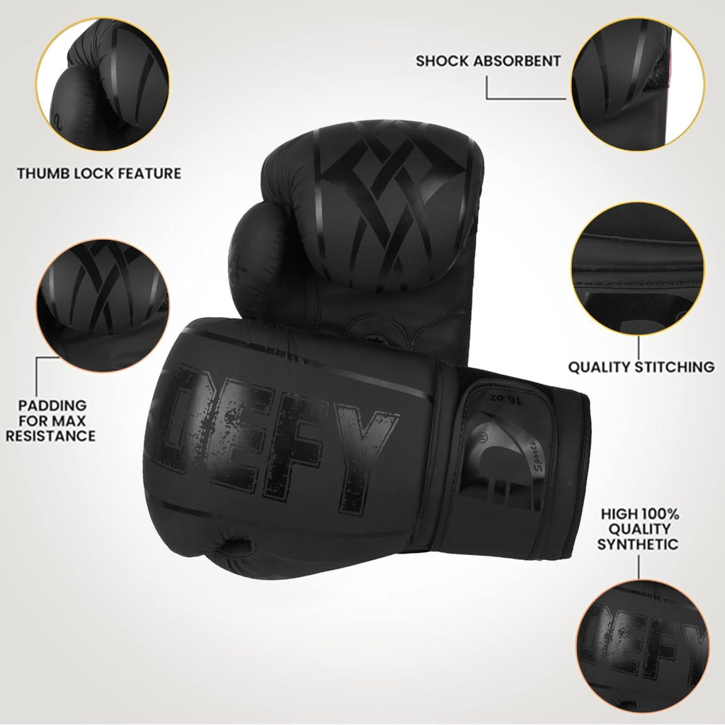 DEFY Boxing Gloves for Men & Women - Premium Quality Synthetic Leather Boxing Gloves for Training - Perfect for