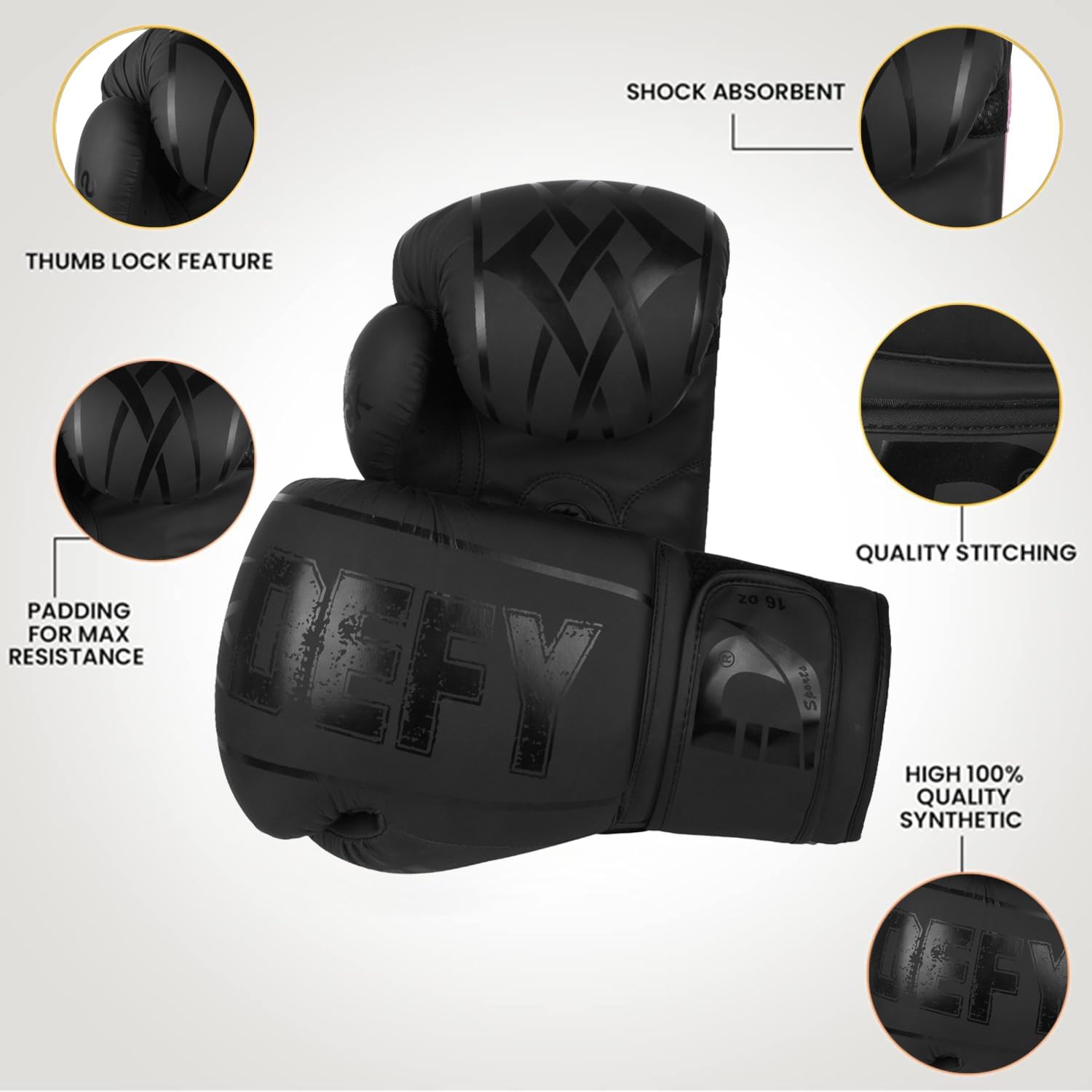 DEFY Boxing Gloves for Men & Women - Premium Quality Synthetic Leather Boxing Gloves for Training - Perfect for