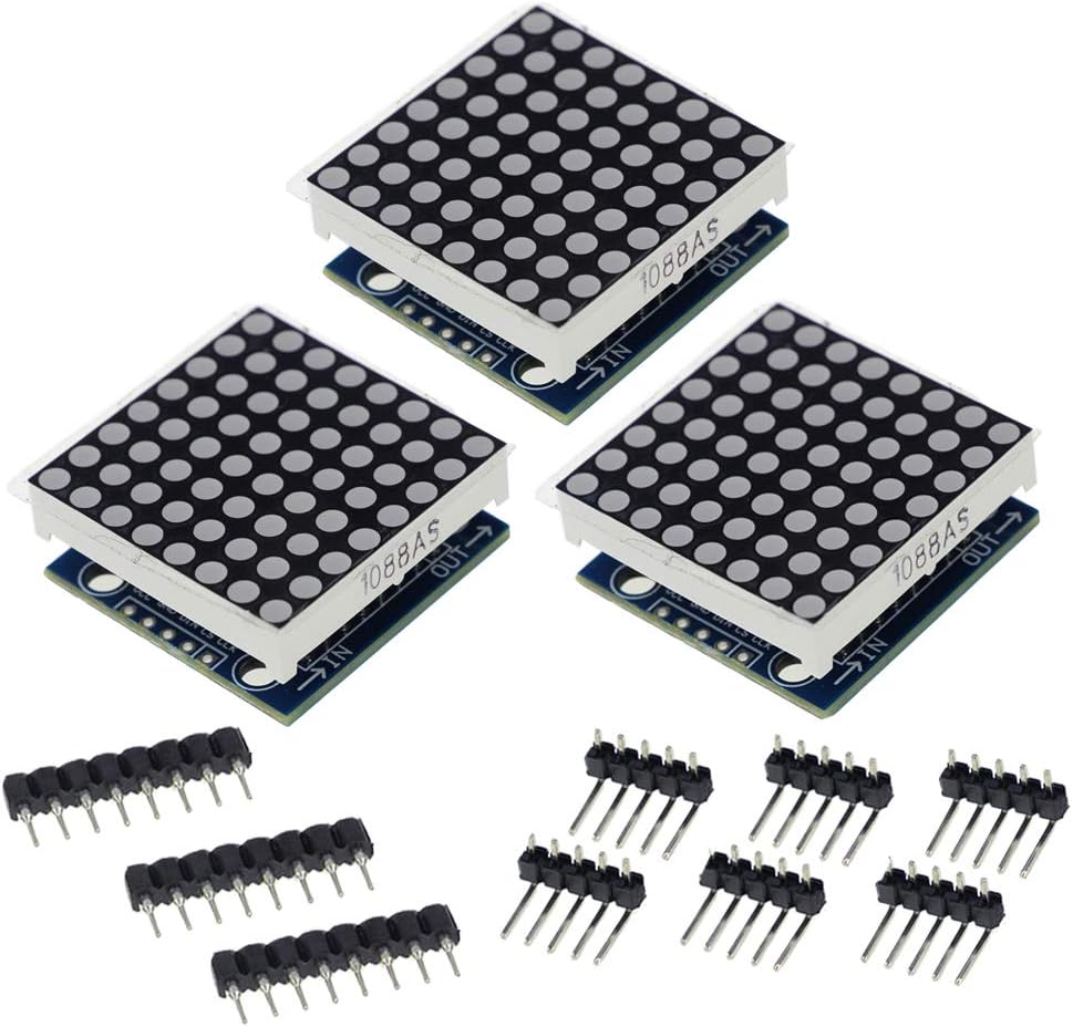 HiLetgo 3pcs MAX7219 8x8 Dot Matrix LED Display Module 5V MCU Control MAX7219 8 * 8 LED Dot Matrix DIY Kit