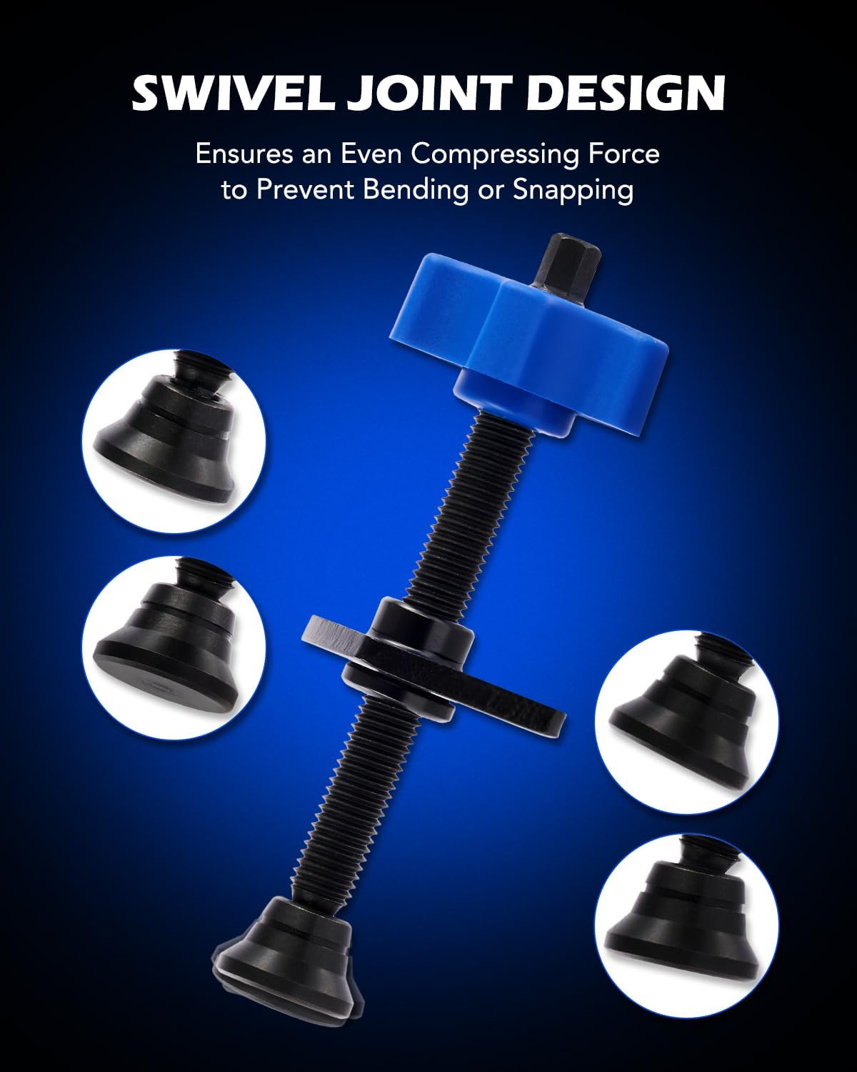 OMT Brake Pad Spreader and Piston Compressor Tool with Swivel Joint