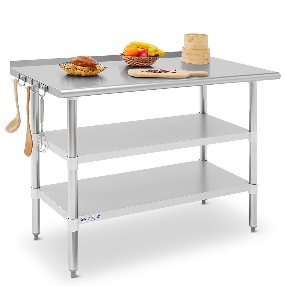 Hally 24"x48" Stainless Steel Prep Table Commercial Work Table Backsplash