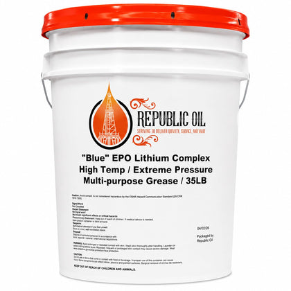 Republic Oil Premium Blue EP0 Lithium Complex Industrial Grease Pail 35lb – High Temp Extreme Pressure Multi-Purpose