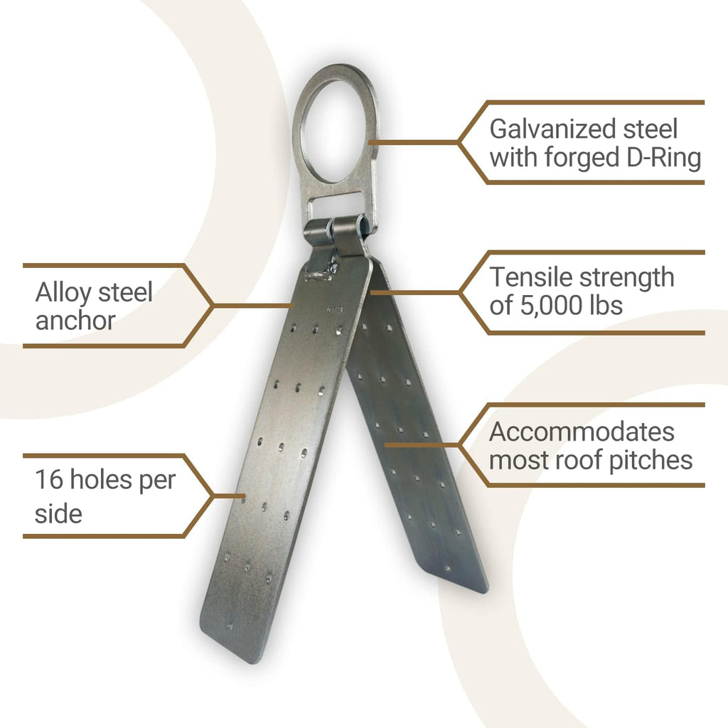 Fall Protection High Strength Alloy Steel Reusable Adjustable Hinged Pitched Roof Anchor Bracket w/Screws |