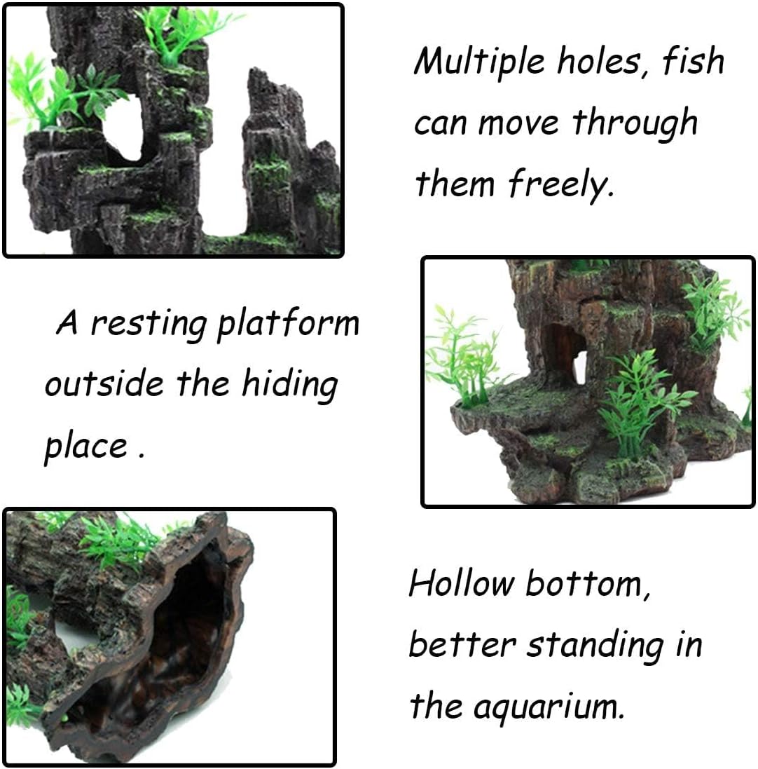 Aquarium Cave Resin Mountain Fish Tank Decoration for Betta Shrimp