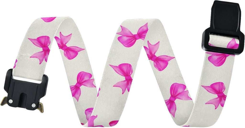 Bow Tie Adjustable Kids Elastic Belts, Girls Boys Stretch Waist Belt with Aluminum Alloy Buckle