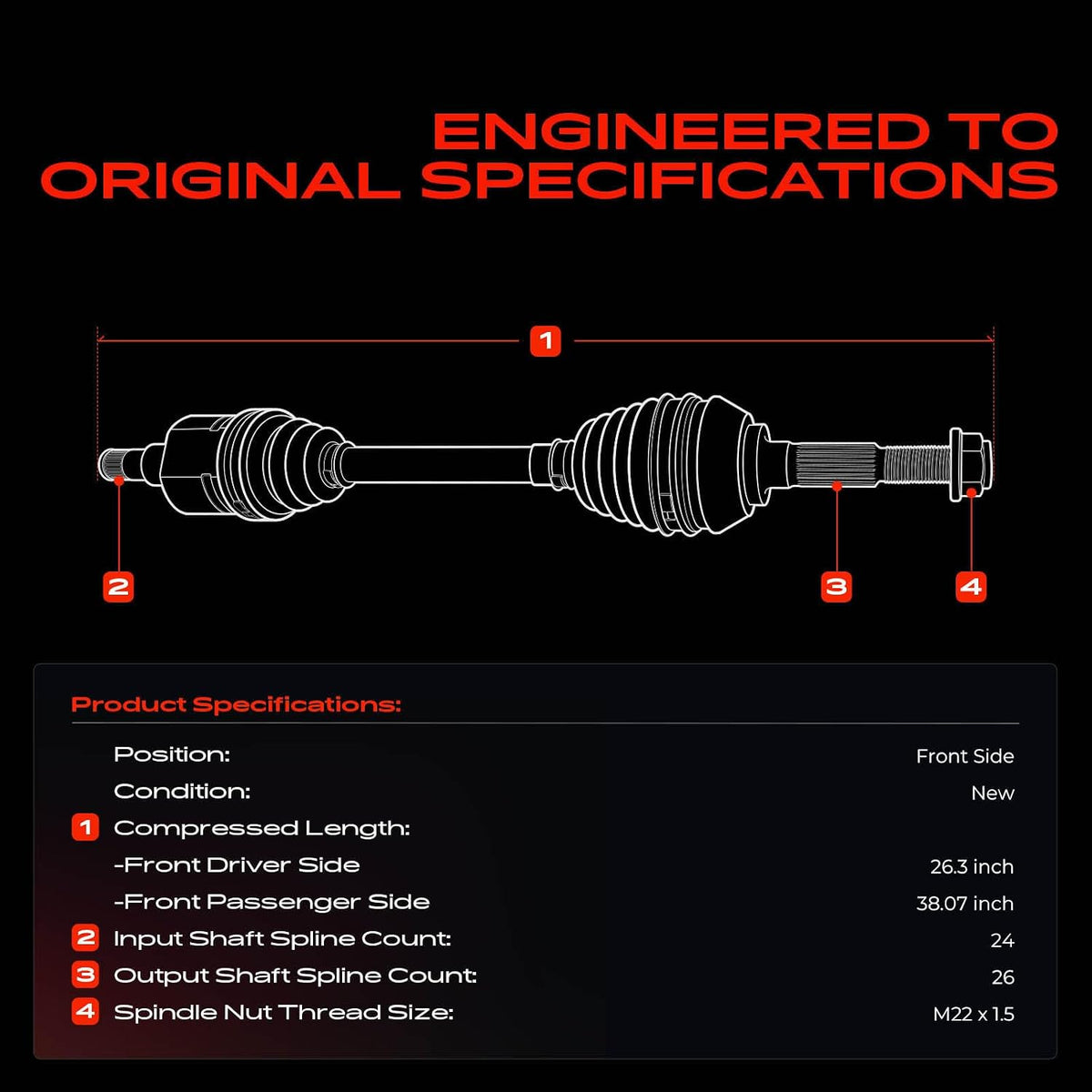 A-Premium Set of 2 Front CV Axle Shaft Assembly