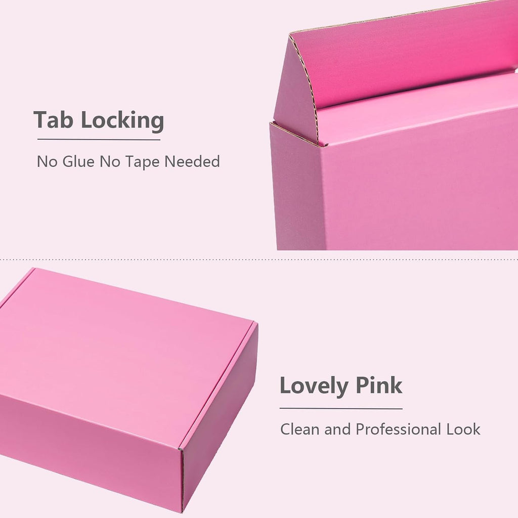 Shipping Boxes 12x9x2 Inches 25 Pack Pink Corrugated Cardboard