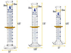 EISCO Premium Graduated Cylinder Set - 25mL, 50mL & 100mL - ASTM, Class A - Protective Collars, Hexagonal Base - Blue Graduations - Borosilicate 3.3 Glass