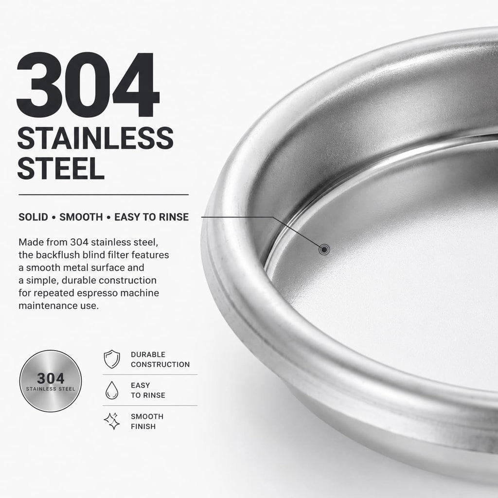 58mm Backflush Filter, Stainless Steel Blind Basket for Espresso Machines