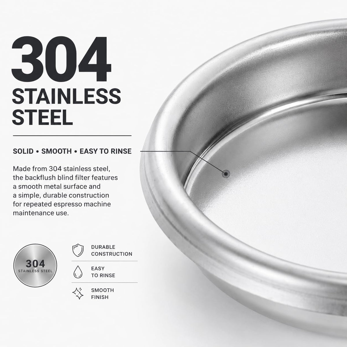 58mm Backflush Filter, Stainless Steel Blind Basket for Espresso Machines