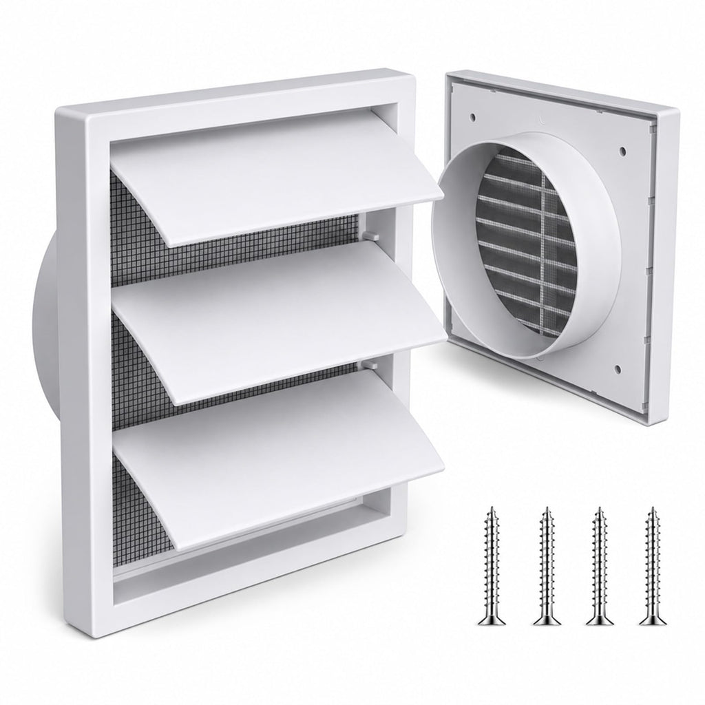 External Gravity Grille Vent for Dryer Vent Cover 100mm (4") rear spigot