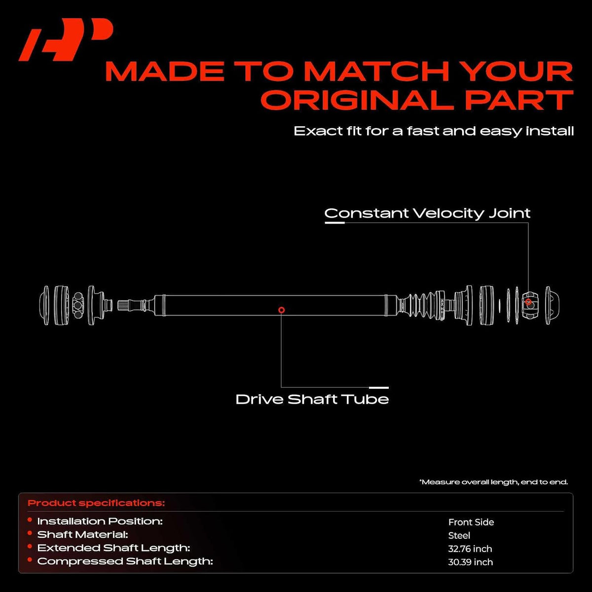 A-Premium Front Driveshaft Assembly Compatible with Jeep