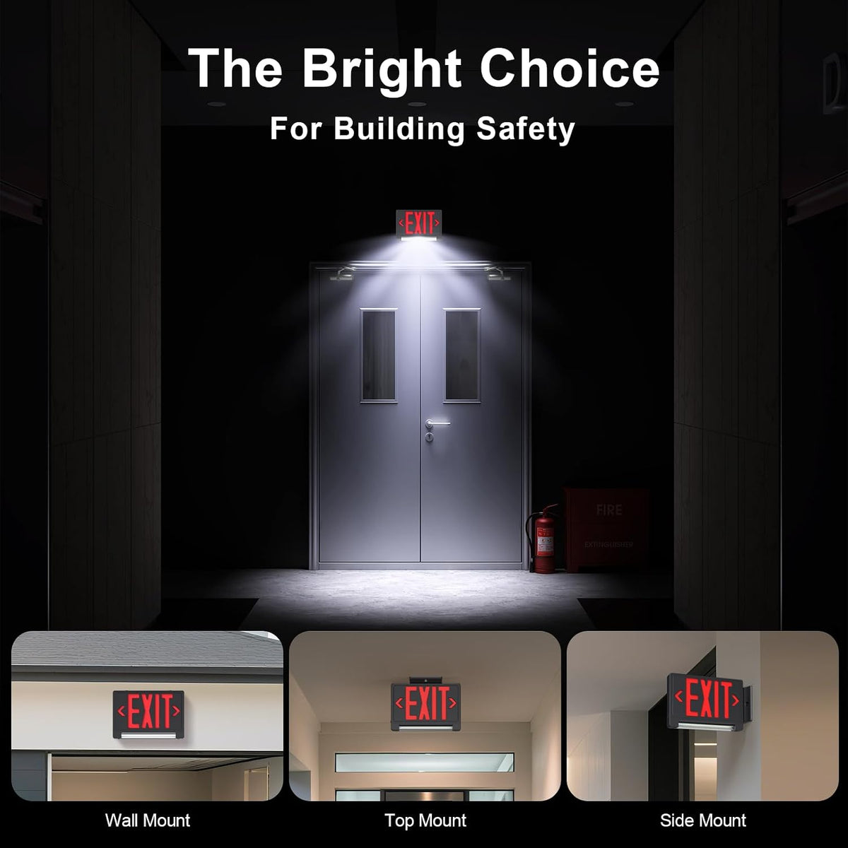 Exit Sign with Adjustable LED Pipe,Exit Signs with Emergency Lights Bar Combo, Hardwired Exit Sign Battery