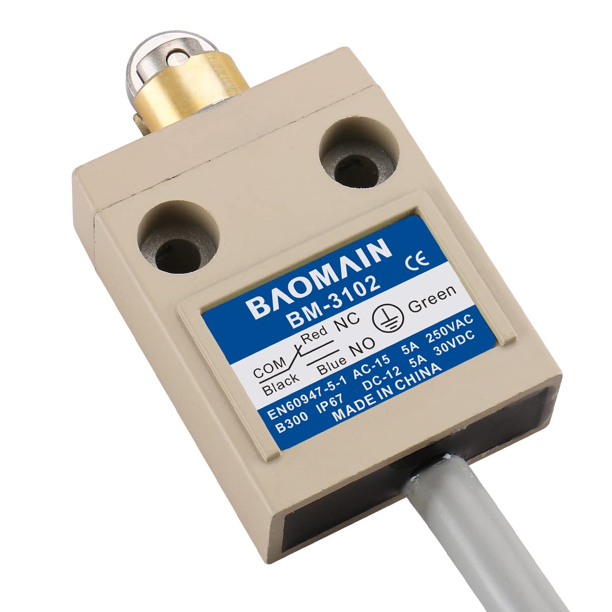 BAOMAIN BM-3102 Limit Switch, Parallel Roller Plunger, SPDT, 5A IP67
