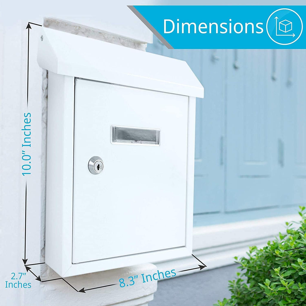 Weatherproof Wall Mount Mailbox-Outdoor Galvanized Metal Key Large Capacity, Commercial Rural Home Decorative &