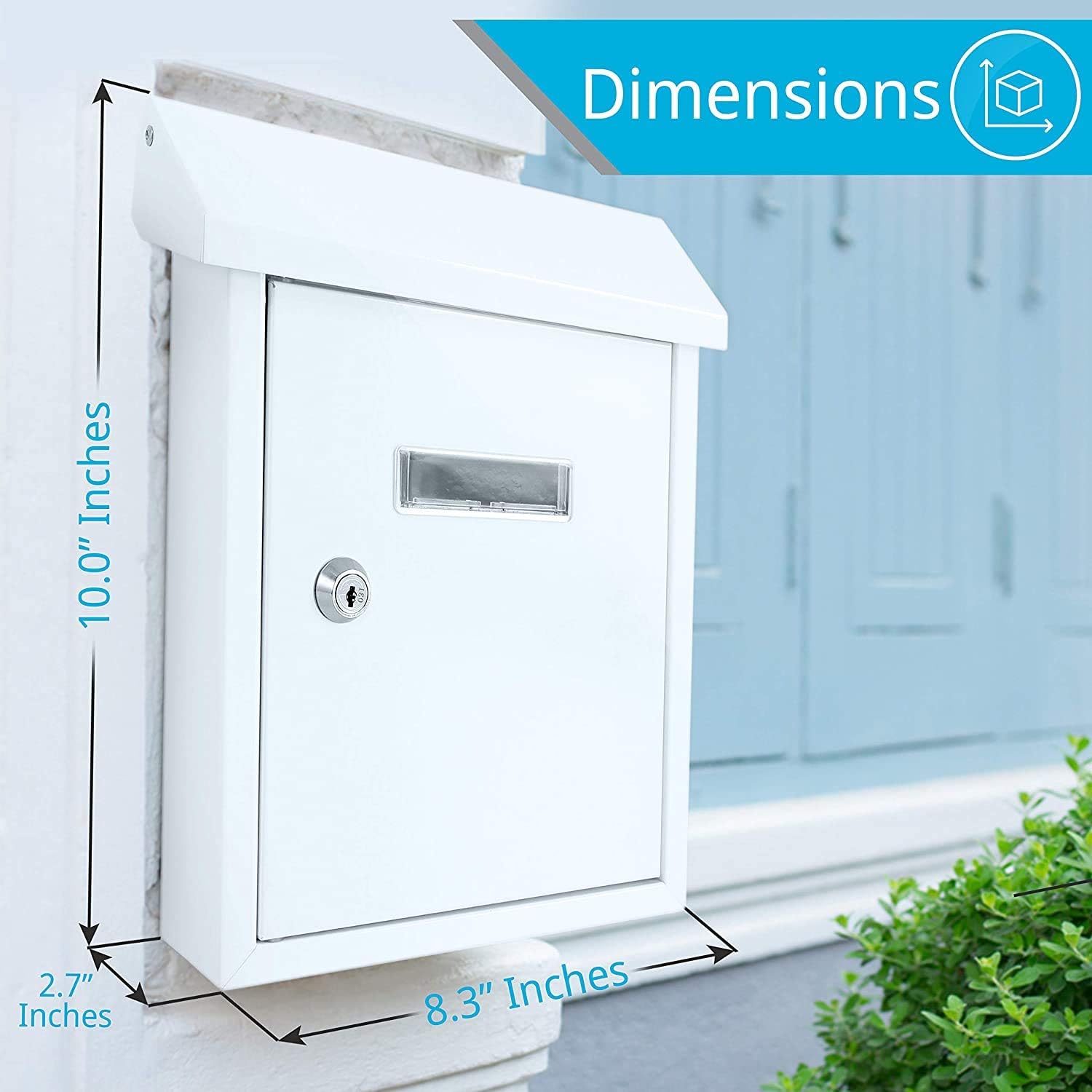 Weatherproof Wall Mount Mailbox-Outdoor Galvanized Metal Key Large Capacity, Commercial Rural Home Decorative &