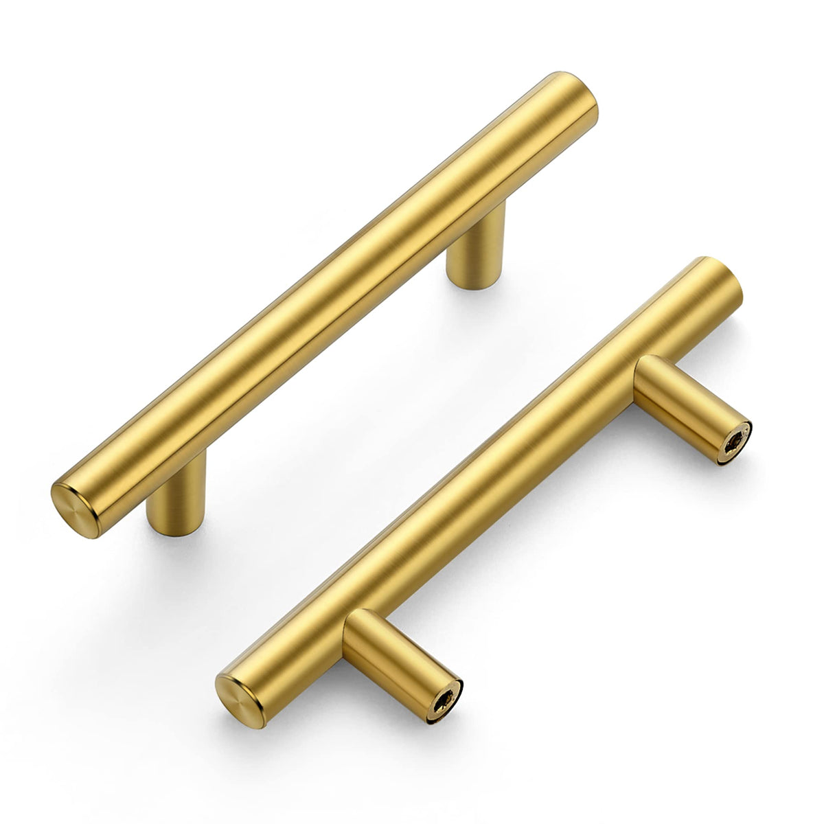 Cabinet Handles, Brushed Brass,5" Length,3" Hole Center,45 Pack