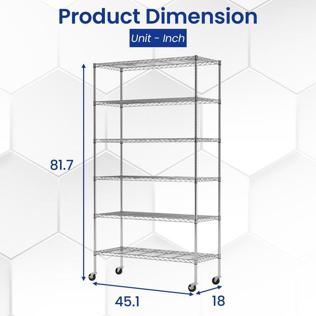 Commercial Wire Shelving Unit Metal Shelf Casters Adjustable Layer Rack Strong Steel for Restaurant Garage Pantry