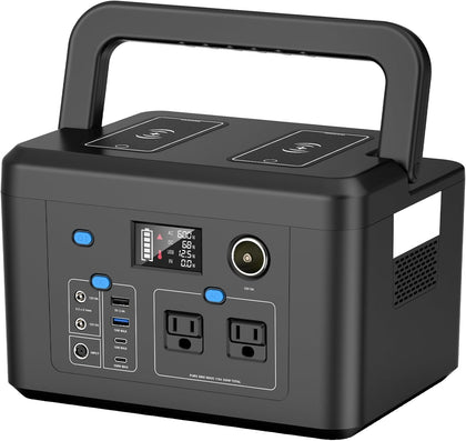 Portable Power Station 600W, Powkey 296Wh Battery Backup with 2 Pure Sine Wave AC Outlets, USB-C PD100W and 2