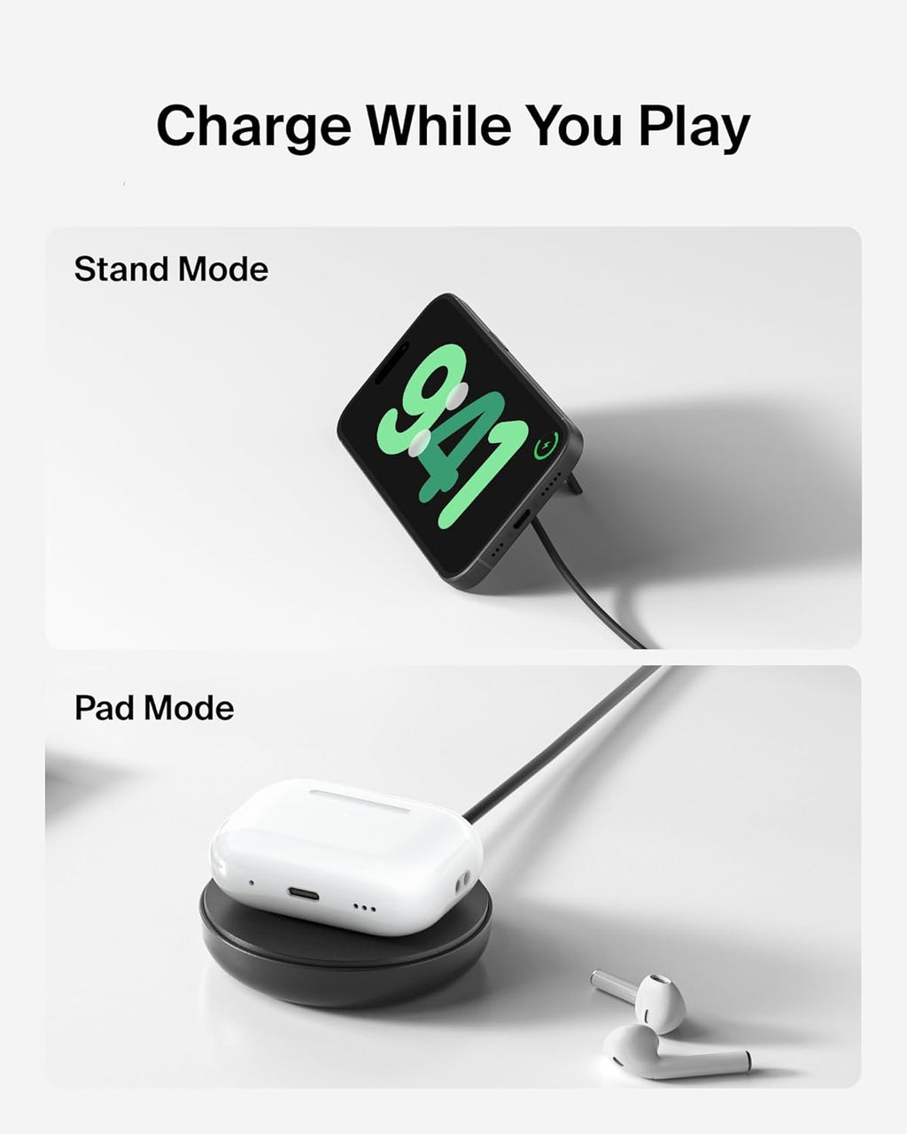 Qi2 15W Magnetic Wireless Charging Pad, Kickstand with Adapter | MagSafe compatible, iPhone 17, Samsung Galaxy S25