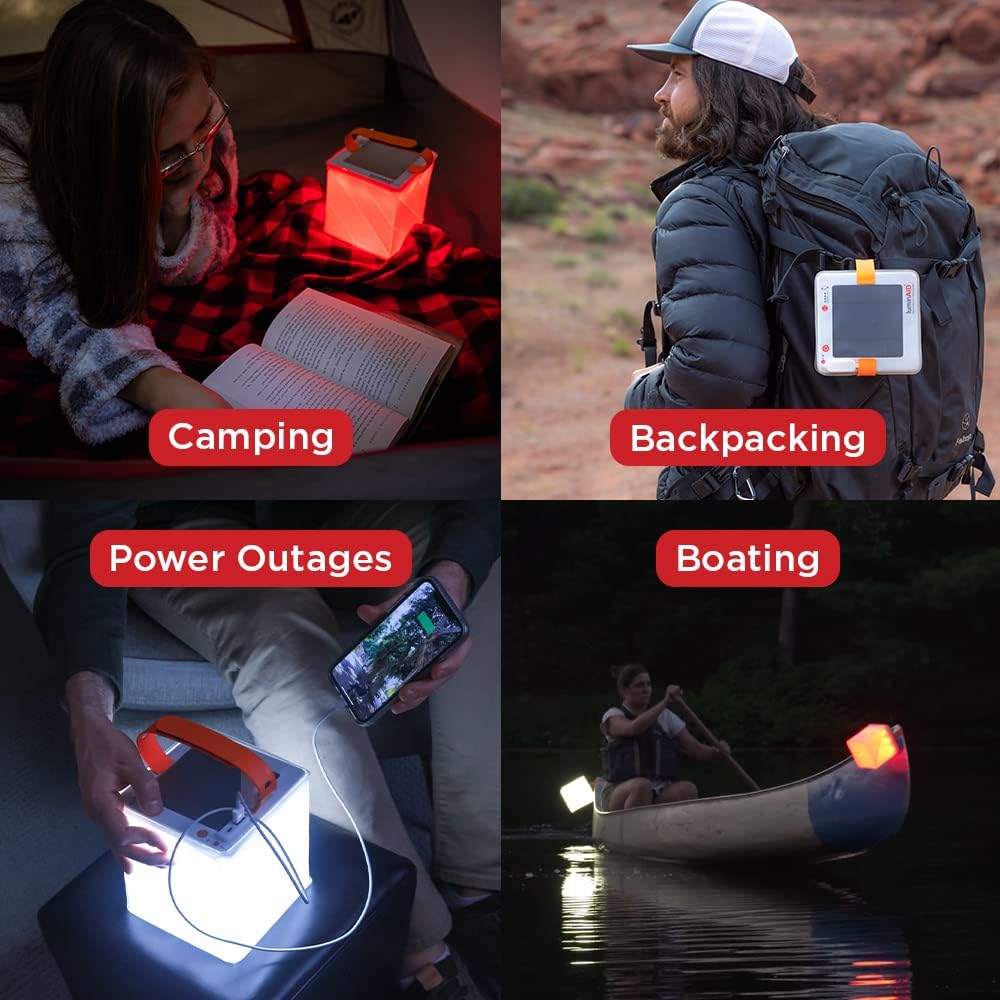2-in-1 Solar Camping Lantern and Phone Charger - Inflatable LED Lamp for Camping, Hiking and Travel - Emergency Light