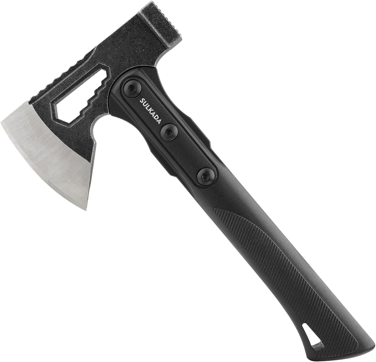 Camping Hatchet, 10.5 Inch Survival Axe,Stainless-Steel Blade,Fiberglass Shock Reduction Handle with Anti-Slip Grip