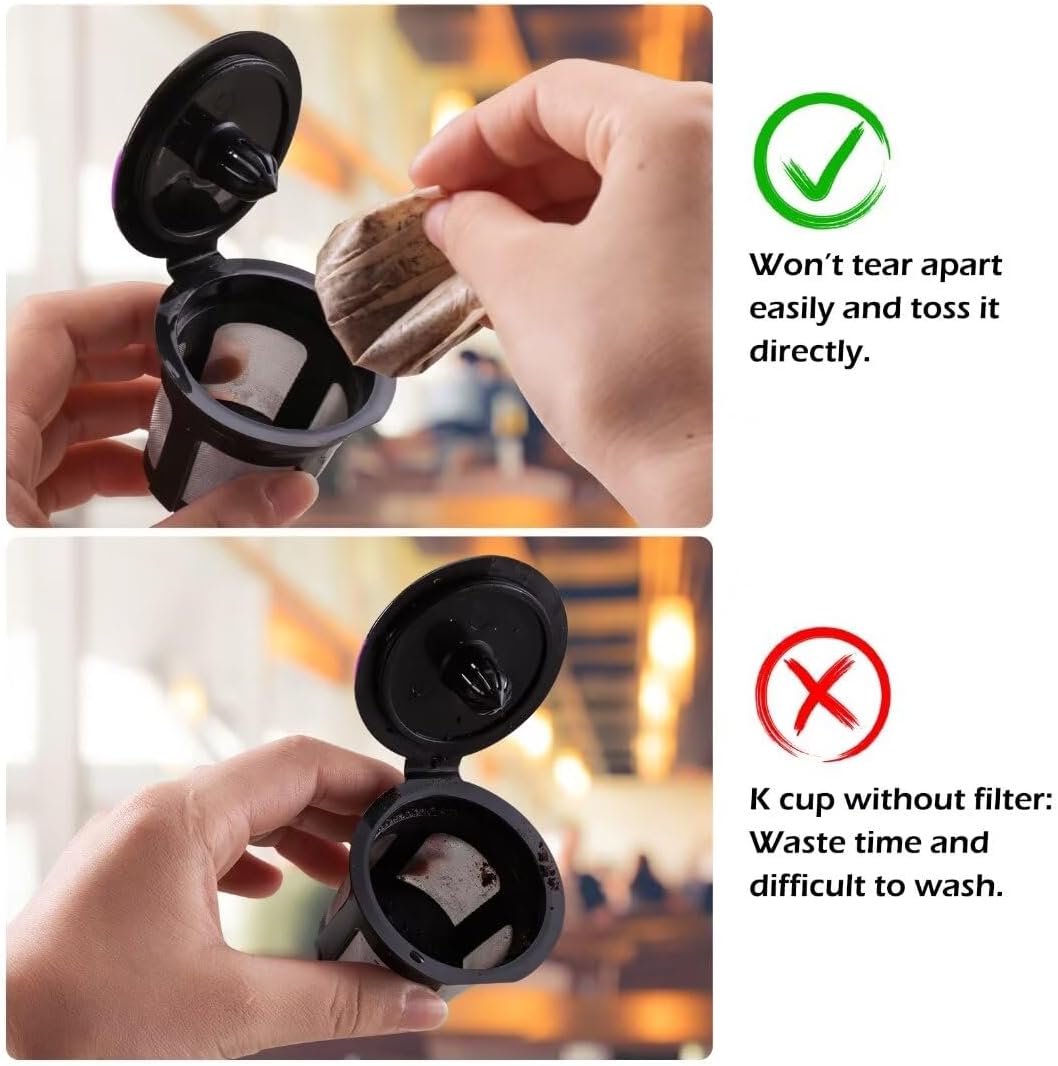 Disposable Paper Coffee Filters, Keurig K Cup Paper Filters for Keurig Single Brewer Reusable Cups, K-cup Coffee