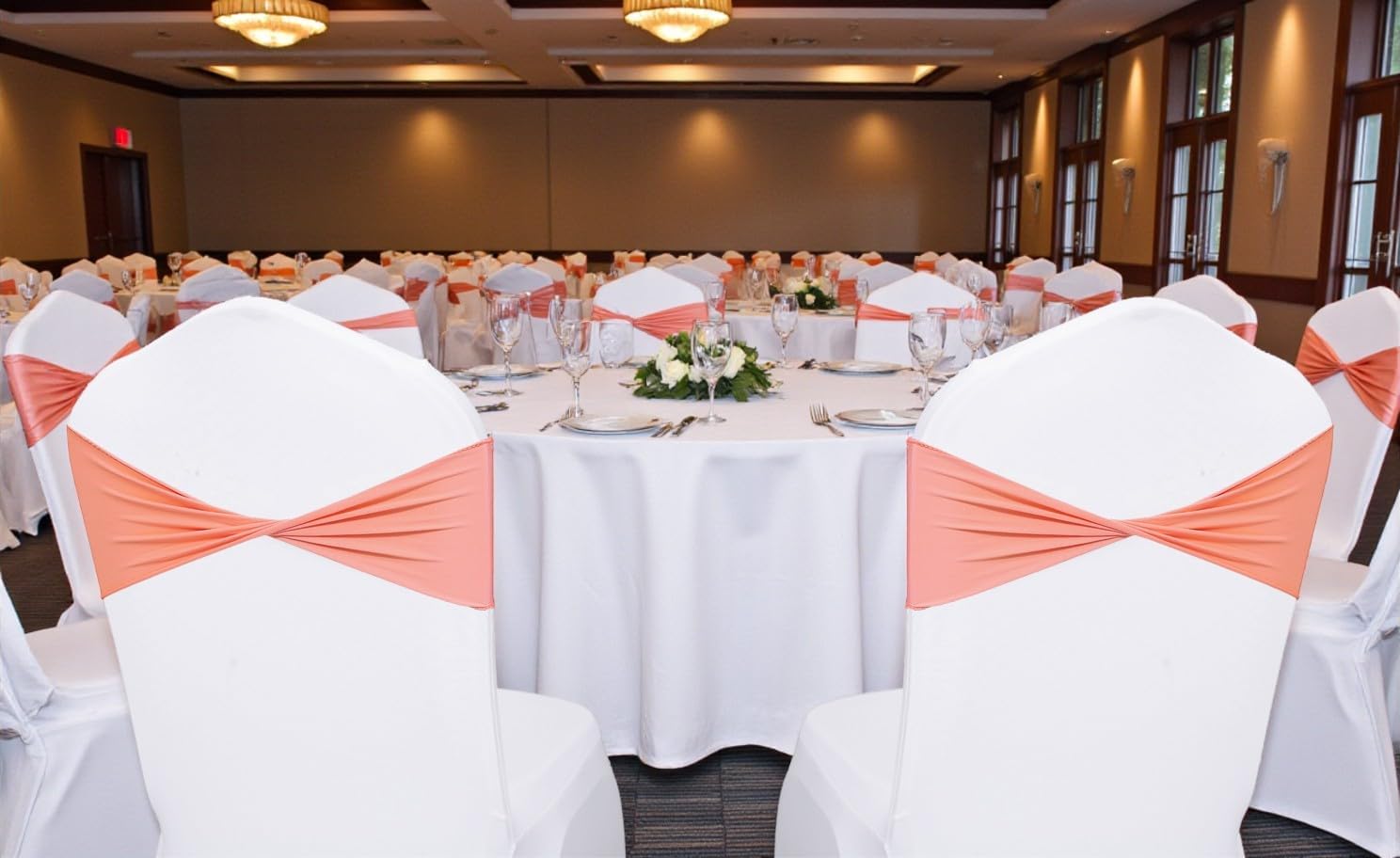 Pack of 25 Spandex Chair Sashes Without Slider Buckles – Peach