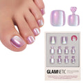 Press On Toenails - Natural, Velvet Fake Nails 32 Pc Full Kit