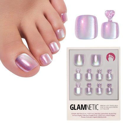 Press On Toenails - Natural, Velvet Fake Nails 32 Pc Full Kit