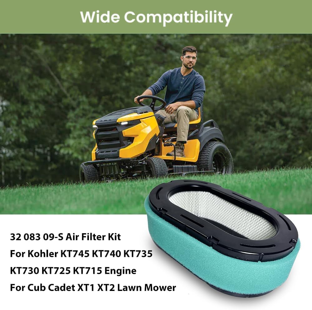 7000 Maintenance Kit 32 083 09-S Air Filter with Oil-Fuel Filter Spark Plugs for Kohler KT725 KT735 KT740 KT745, 32 883 09-S1 Tune Up Kit for Cub Cadet XT1 XT2 Lawn Mower 19HP-26HP Engine MTD Parts