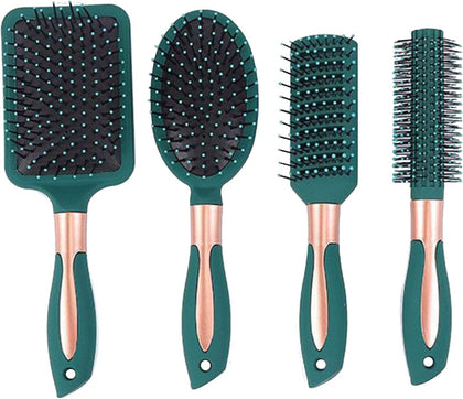 Anti-Static Hair Brush Set - Oval, Round, Vent, Detangling and Paddle Combs for Wet or Dry Hair - Massage and Shine